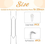 Plate Hangers for The Wall, Suitable for 16-20 inch Decorative Plate, Stainless Steel Wire Plate Holder with Wall Hooks and Rubber tip Protectors, Plate Hangers for Displaying Plates, Platter, Silver