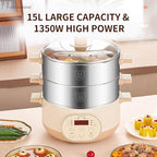 Joydeem Electric Food Steamer for Cooking, 2-Tier Stainless Steel Vegetable & Food Steamers, 15L/15.9 qt Large Capacity, JD-DZG15B