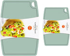 Liflicon Thick Silicone Cutting Boards for Kitchen Silicone Chopping Boards/Mats Set of 2 Extra Large14.6''x10.43'', Mini 9.1”x7.1” Non-slip Deep Drip Juice Groove, Dishwasher Safe-Light Green