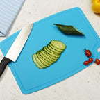 Liflicon Thick Silicone Cutting Board 12.6'' x 9.1'' Foldable & Flexible Design Juice Grooves Easy Grip Handle Dishwasher Safe-Blue