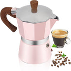 Aluminum 3 Cup 150ml Moka Pot Express Coffee Maker Stovetop Espresso Colorful Coffeemaker Italian Classic Style Brewing Greca Cafe Mocha Machine for Cafeteras Lover Camping Travel and Home Use 5oz