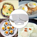 White Egg Poacher, Microwave Egg Boiler Poacher, Microwave Egg Poacher, 2 Cavity Nonstick Poached Egg Maker With Lid, Egg Cooker, Double Drain Poached Cups Specialty Cookware