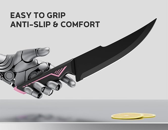 Knife Set - 15 PCS Kitchen Knife Set with Built-in Knife Sharpener Block - Stainless Steel Knife Block Set - Dishwasher Safe, Elegant Box for Her Women Wife, Valentines Day, Pink