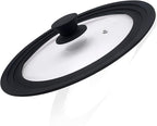 Universal Pot Lid - Pan Lid Fits 7", 8", 9" Cookware, Tempered Glass with Heat-Resistant Silicone Rim and Handle, Black – for Frying Pans & Skillets