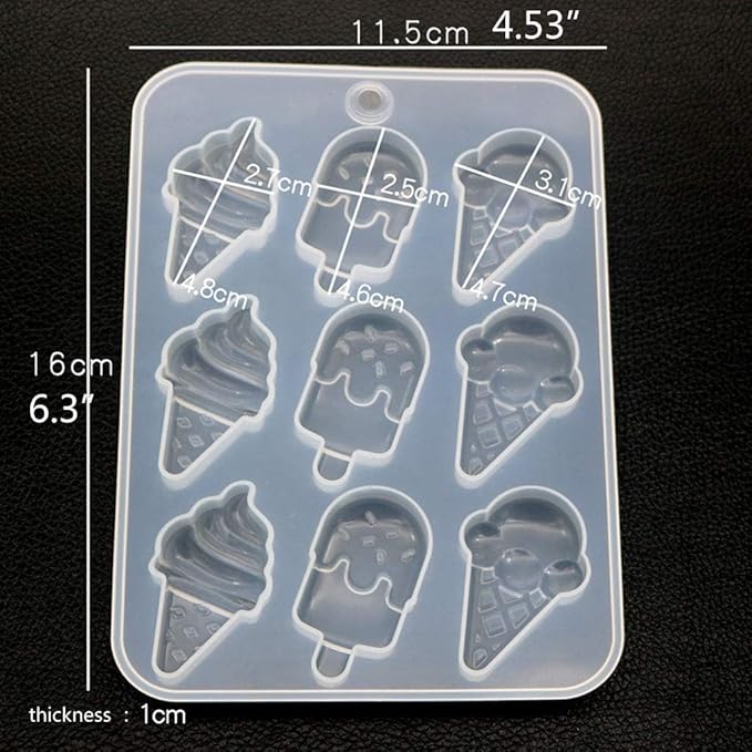 White Cake Mold, Ice Cream Popsicle Cute Food Keychain Pendant Silicone Resin Mold Jewelry Tools，Jewelry Boxes and Organizers，Ice Pop Molds Specialty Tools and Gadgets