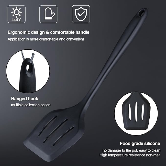 RAXCO Kitchen Utensils Set For Cooking-7 Cooking Utensils,5 Kitchen Utensils,6 Knife set,utensilios de cocina(18-in-1) (Black)