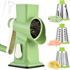 Rotary Cheese Grater Hand Crank Transparent - Shredder Slicer Grinder 3 Stainless Steel Blades, Stable Suction, Labor-Saving Handle, Safe Kitchen Tool for Cheese, Vegetable, Nuts, Chocolate