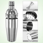 Umigy Cocktail Shaker Set Martini Shaker Bulk Stainless Steel Martini Mixer with Strainer and Double Measuring Jigger for Bar Party Home Use Wine Bar(25 Oz/ 750 ml,4 Packs)