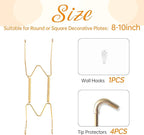 Plate Hangers for The Wall, Suitable for 8-10 inch Decorative Plate, Stainless Steel Wire Plate Holder with Wall Hooks and Rubber tip Protectors, Plate Hangers for Displaying Plates, Platter, Gold