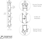 Tripar Augusta 4-Tier Vertical Black Cup and Saucer Plate Rack for Collectible Plates, Plaques, Dishes, & China