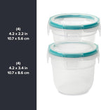 Snapware Plastic Total Solution 16-Pc Food Storage Containers Set, (4) 2-Cup & (4) 1.2-Cup Round Meal Prep Container, Plastic BPA-Free Lids with 4 Locking Tabs, Microwave, Dishwasher, and Freezer Safe