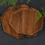 Set of 2 Acacia Wood Charcuterie Boards Round Wooden Serving Tray Fruit Platter Decor Trays Serving Ware Food Dish Serving Platters Christmas Cheese Board Square Party Trays Plate Hosting Essentials