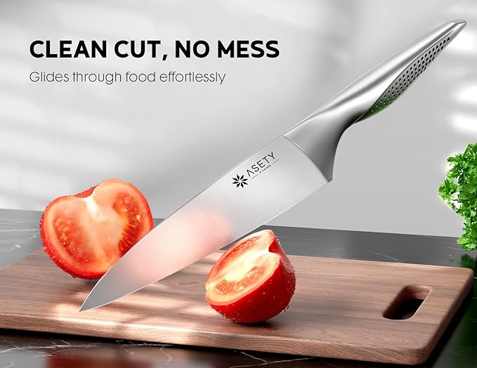 ASETY Knife Set - Ultra Sharp Knives Set for Kitchen with block, 15 PCS Stainless Steel Knife Set with Built-in Sharpener, Ergonomic Non-Slip Handle, Elegant Box for Men Women