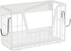 2 Set Magnetic Fridge Shelf, White Magnetic Fruit Basket for Refrigerator Organizer Storage, Potato and Onion Storage Bins, Wire Baskets Magnet Rack for Laundry Washing Machine Kitchen Shelves