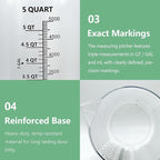 1 Gallon / 5 Quart / 5000 ml Large Plastic Measuring Pitcher with Handle, Clear Heavy Duty Mixing Pitcher with mL/QT/GAL Markings for Garden, Pool Chemicals, Motor Oil & Kitchen