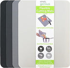 Simply Genius Flexible Rectangular Cutting Board Set - Dishwasher-Safe Kitchen Cutting Mat - Textured-Grip Flexible Surface - Odor-Resistant Plastic Chopping Mat - 4-Pack, 11.5 x 15 in, Gray