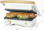 Panini Press Indoor Grill 1 2-in-1200W Non-Stick Removable Plates Sandwich Maker by Drew Barrymoree. (White Icing)