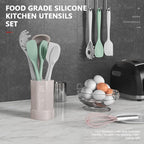 AOTHOD Silicone Cooking Utensils Set - 446°F Heat Resistant Silicone Kitchen Utensils,Spatula,Spoon, Kitchen Utensil Sets Gadgets Tools Set for Nonstick Cookware,Dishwasher Safe BPA FREE (Multicolor)