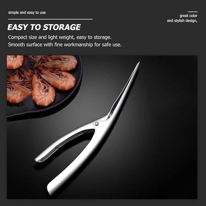 BESPORTBLE Stainless Steel Shrimp Peeler and Deveiner Set with Wood Handles 4 Shrimp Knives and 1 Shell Clipper Seafood Tool and Deveining Kitchen Specialty Gadgets 5pcs