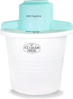 Nostalgia Electric Ice Cream Maker – Parlor Style, Old Fashioned Soft Serve Ice Cream Machine Makes Frozen Yogurt or Gelato in Minutes - Fun Kitchen Appliance – White - 4 Quart
