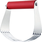 Spring Chef Large Red Dough Blender For Baking, Professional Heavy Duty Dough Cutter Tool with Thick Blades, Stainless Steel Puff Pastry Cutter Tool, Dishwasher Safe Pastry Blender for Easy Mixing