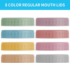 Vaincre 8PCS Mason Jar Lids - Colored Plastic Mason Lids Regular Mouth, Leak Proof Canning Covers with Silicone Rings for Ball, Kerr and More, Reusable Can Tops Caps Covers for Jars