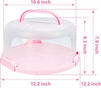 Cake Carrier with Lid and Handle, Fit 10’’ Cake Stand with Lid, Cake Transport Storage Container, Cake Containers Cover Stand with Lids, 3 Secure Side Closures (Pink)