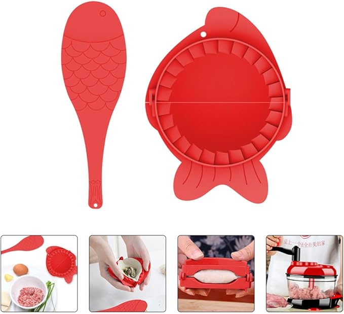 SUPVOX Dumplings Making Molds Set 4pcs Red Dumpling Skin Makers Manual Kitchen Gadget Easy Dough Wrappers Press Tool for Family Cooking