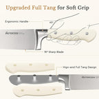 Knife Set,Astercook Kitchen Knife Set with Block 22-Piece Full Tang Stainless Steel Knives with Sharpener Dishwasher Safe and Anti-Slip Ergonomic Handle Elegant Cream White Utensils Set