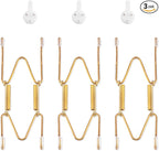 3 Pack Plate Hangers for The Wall, Suitable for 4-5 inch Art Plate, Stainless Steel Invisible Heavy Duty Wire Plate Holder with Wall Hooks, Plate Hangers for Displaying Plates, Platter, Dish, Gold
