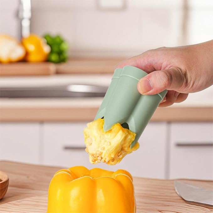 Pepper Corer, 2 in 1 Red Bell Pepper Seed Corer Remover Tool, Fruit & Vegetable Corers Quick Cave Tools for Jalapeno Cutter Deseeder, Red Brown, 3 PCS