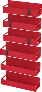 HuggieGems 6 Pack Magnetic Spice Storage Rack Organizer for Refrigerator and Oven, Red Fridge Organizers and Storage