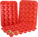 CAKETIME Silicone Mini Muffin Pan 3 Pack 24 Cups Nonstick Mini Cupcake Pan for Baking Muffins Cupcakes Egg Bites Fat Bombs