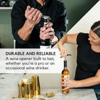 A Bar Above Manual Wine Bottle Opener and Corkscrew Wine Key with Foil Cutter and Bottle Cap Remover, Professional Waiters Corkscrew for Servers, Bartenders, and Home Use