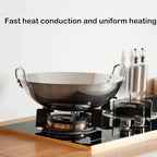Commercial Two-Handle Wok, Non-Stick Wok Iron Gas Stove Safety Wok Stainless Steel Gas Stove Cookware,36cm
