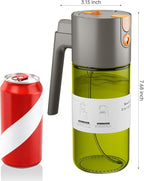 OURCABECUE Upgrade 2 in 1 Oil Sprayer for Cooking, 17oz Light-Blocking Glass Olive Oil Dispenser Bottle for Kitchen,Food-Grade Oil Mister with 8 Stickers for Salad, Frying (Green Bottle-Grey Gap)