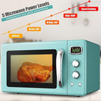 MAT EXPERT 0.9 Cu.ft Microwave Countertop, Digital Timing & 5 Micro Power, 25L Small Microwave w/Glass Turntable & 6 Preset Buttons, Delayed Start Function, 900W Mini Microwave w/Child Lock