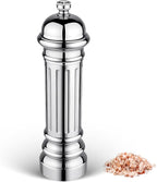 Metal Salt Grinder, Heavy Duty High Output Salt Mill with Adjustable Coarseness, 316L Stainless Steel, Refillable (Silver)