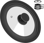 Universal Lid for Pots Pans and Skillets, Pan Cover Fit 6", 7", 8" Diameter Cookware, Silicone Replacement Pan Lid Pot Lids for Frying Pans, Cast Iron,Tempered Glass Lid
