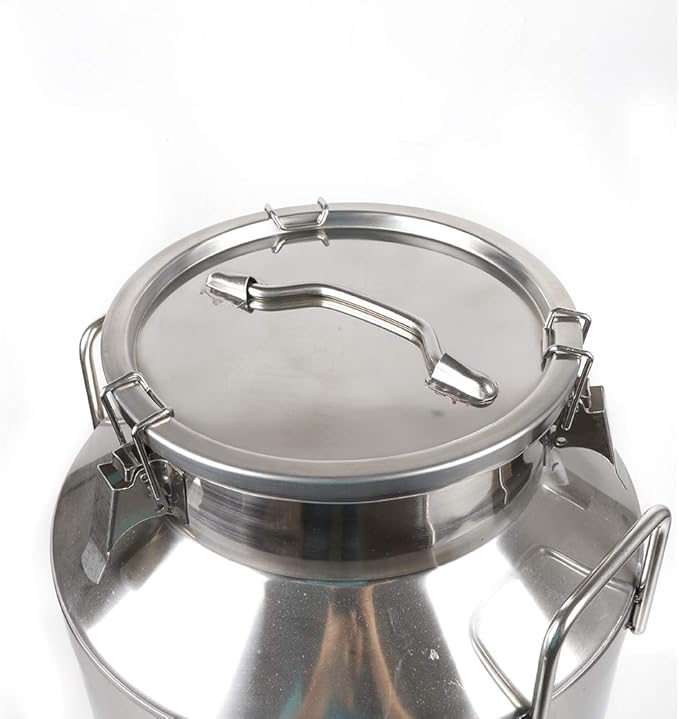 304 Stainless Steel Milk Can Large 12L-60L Capacity Milk Bucket Ice Buckets Bar Tools Wine Pail Bucket Milk Can Tote Jug with Sealed Lid Heavy Duty for Milk and Wine Liquid Storage (60L)