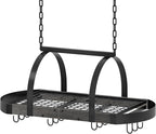 CHOEZON Hanging Pot Rack, Pot Hanger for Kitchen, Ceiling Mounted Pot Holder, Cookware Organizer with 12 S-Shaped Hooks, for Pot, Pan Storage, Space-Saving, Charcoal Black and Black TPR08BCC1