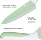 hecef 15 Pieces Kitchen Knife Set with Built-in Sharpening Wooden Block, Dishwasher Safe, High Carbon Stainless Steel Knife Block Set with Steak Knives, Kitchen Scissors, Green