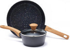 2-Piece Nonstick Cookware Set, 10.25 Inch Frying Pan & 1.43QT Saucepan with Lid | PFAS & PFOA Free Non-Toxic Coating | Induction Compatible, Dishwasher Safe | Pots and Pans Set for Beginner Kitchen