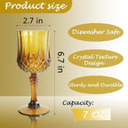 Plastic Wine Glasses, Plastic Goblets Vintage Style Cordial Unbreakable Drinking Glasses, Reusable Drinkware for Wedding Reception, Grand Event Party Supplies (100, Amber)