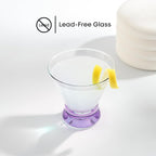 JoyJolt Hue 7.5oz Martini Glasses, Cocktail Glassware Set of 6, Colored Glass Base, Stemless Drinking Glasses for Margarita, Bar, Shrimp Cocktail, Juice