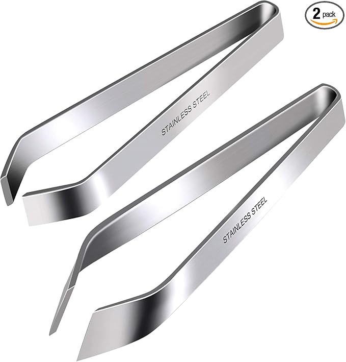 ZAUGONTW Fish Bone Tweezers, Professional Stainless Steel Flat and Slant Pliers Set for Kitchen Salmon Trout, 1 SET
