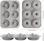 Aichoof Silicone Donut Mold for 6 Doughnuts, Set of 2. Food Grade LFGB Silicone Bagels Baking Pan, Non-Stick, Dishwasher Safe, Heat Resistant and Microwave Safe(Gray)