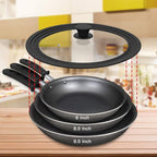 Universal Lid for Pots,Pans and Skillets - Tempered Glass with Heat Resistant Silicone Rim Fits 8", 8.5" and 9.5" Diameter Cookware,Black