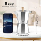 Sivaphe Aluminum Moka Pot 6 Espresso Cups, Percolator Espresso and Coffee Maker, Portable Stovetop Italian and Cuban Café Brewer for Home and Camping Sliver