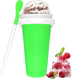 Slushie Maker Cup,DIY Magic Slushy Maker Squeeze Cups,Portable Smoothie Squeeze Cups for Juices,Milk and Ice Cream Make,Double Layer Squeeze Slushy Maker Cup,Birthday Gifts for Mom Dad & Friend(Green）